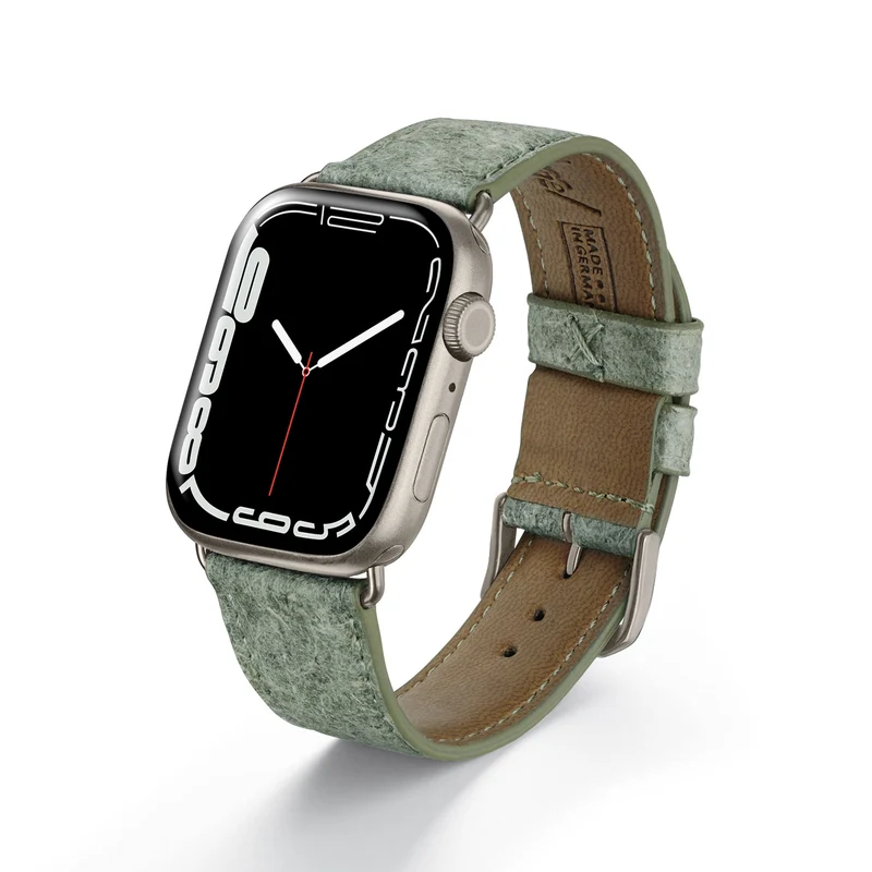 Apple Watch Kokosarmband TerraRibbon von Happel, handgefertigt, 100 % Vegan, Blattgrün