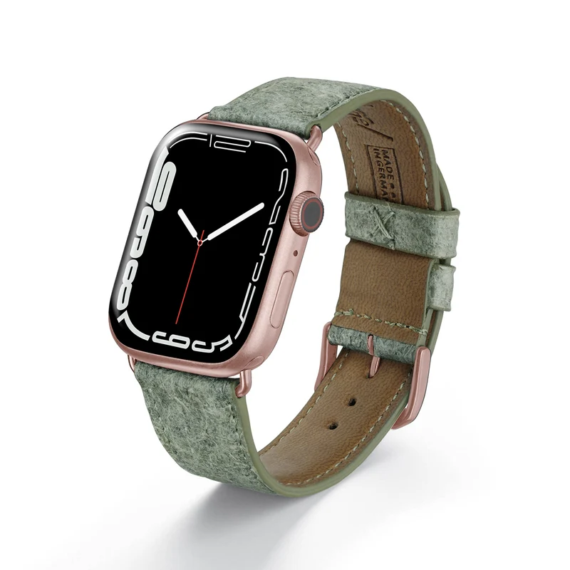 Apple Watch Kokosarmband TerraRibbon von Happel, handgefertigt, 100 % Vegan, Blattgrün