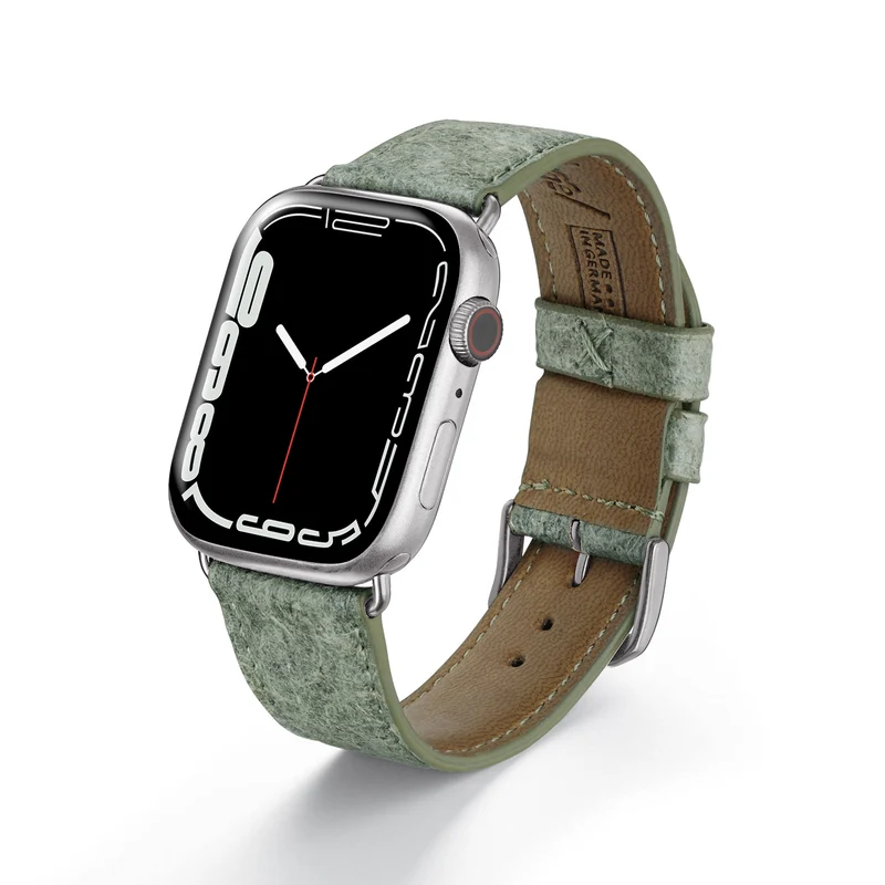 Apple Watch Kokosarmband TerraRibbon von Happel, handgefertigt, 100 % Vegan, Blattgrün