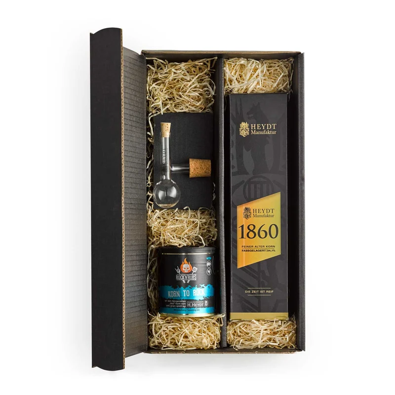 HEYDT Manufaktur 1860 Geschenkpaket, Korn mit 34,1 % Alkohol (0,5 l), inkl. Korn to Rock & Glaskugelportionierer (69,80 € / 1 Liter)