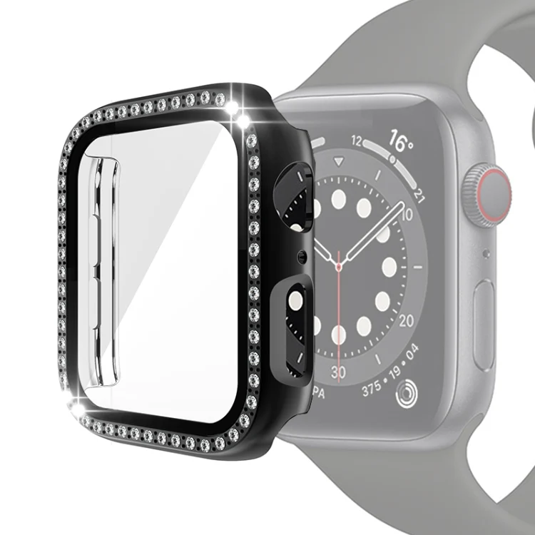 Strass PC Schutzhülle mit Schutzglas für Apple Watch 6 & SE & 5 & 4 40mm | 6 & SE & 5 & 4 44mm