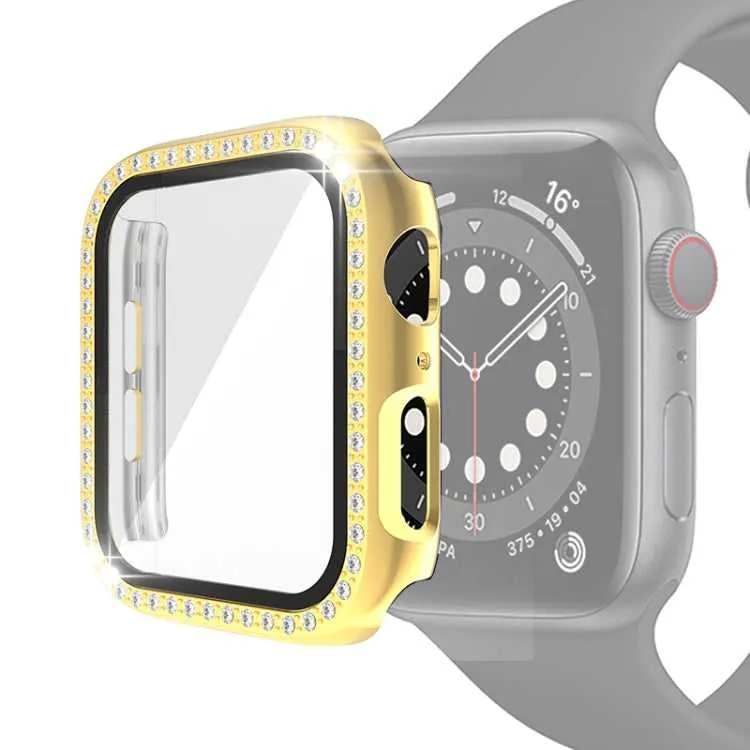 Strass PC Schutzhülle mit Schutzglas für Apple Watch 6 & SE & 5 & 4 40mm | 6 & SE & 5 & 4 44mm