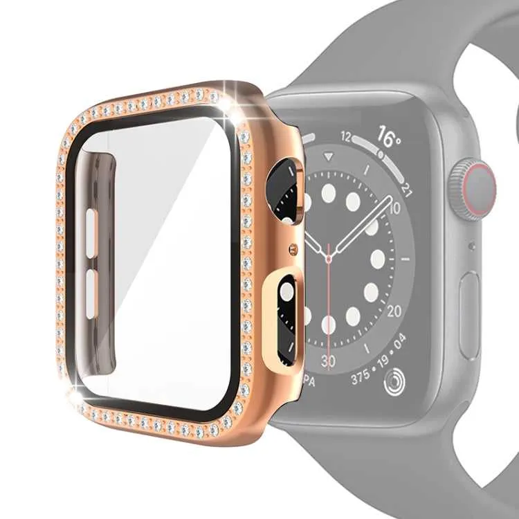 Strass PC Schutzhülle mit Schutzglas für Apple Watch 6 & SE & 5 & 4 40mm | 6 & SE & 5 & 4 44mm