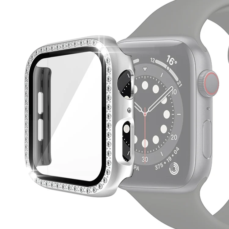 Strass PC Schutzhülle mit Schutzglas für Apple Watch 6 & SE & 5 & 4 40mm | 6 & SE & 5 & 4 44mm