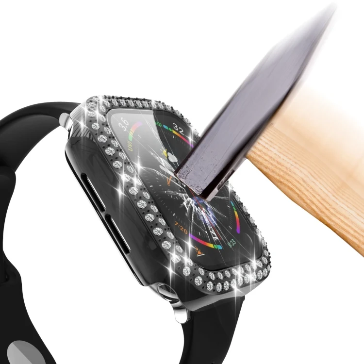 Strass PC Schutzhülle mit Schutzglas für Apple Watch 6 & SE & 5 & 4 40mm | 6 & SE & 5 & 4 44mm