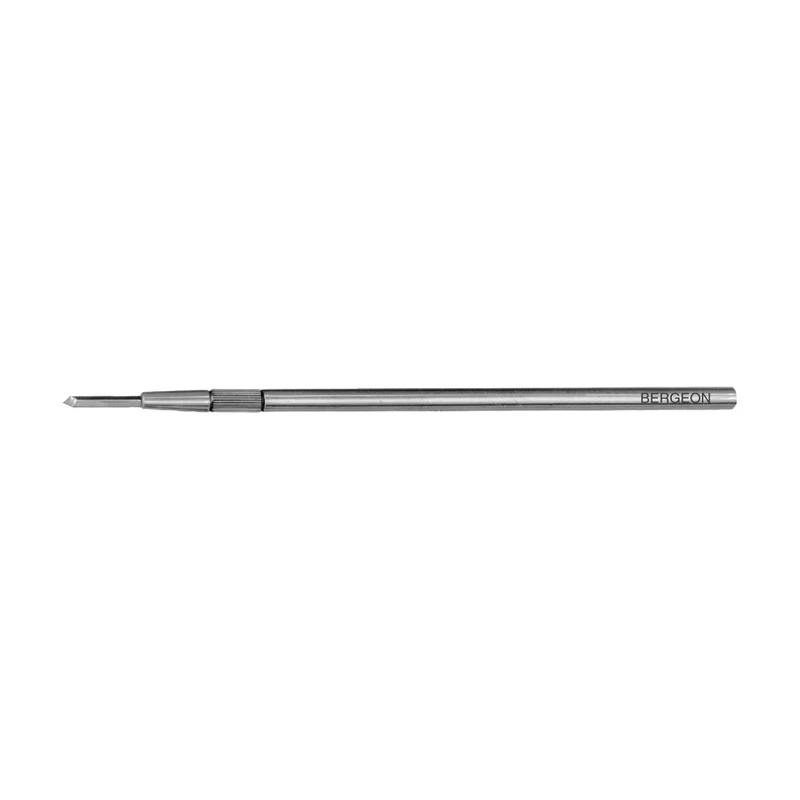 Bergeon 2930 Handdrehstichel WIDIA, 2,0 mm, Hartmetall, quadratisch, mit Metallheft und Schutzkappe, Plastikhülse, Spezialwerkzeug für Uhrmacher