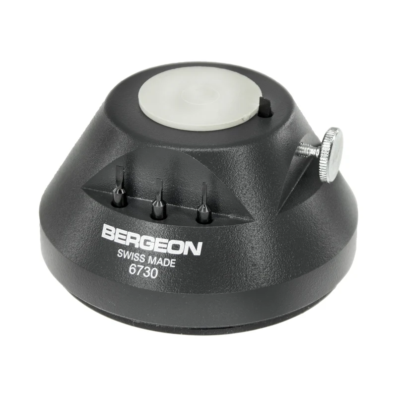 Bergeon 6730 Sockel, zum Schrauben und Entschrauben von Uhrenarmbändern, Stiftentferner, mit 4 Schraubendreherklingen, Werkzeug für Uhrmacher