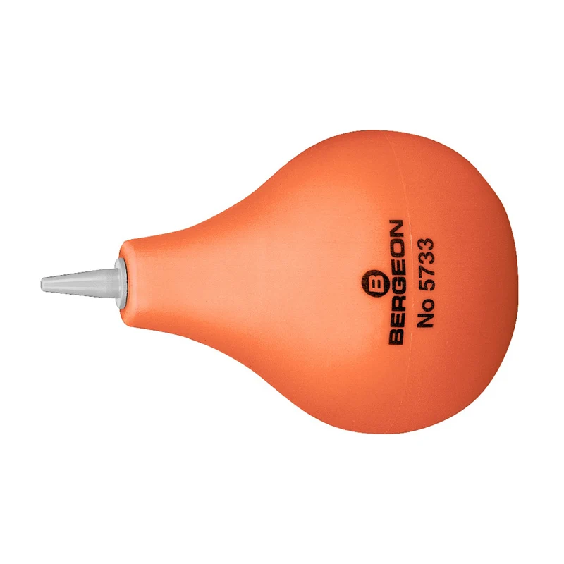 Bergeon 5733 Staubbläser Kugel, abgeflacht, mit PVC-Spitze und Bodenventil, 95 x 60 mm