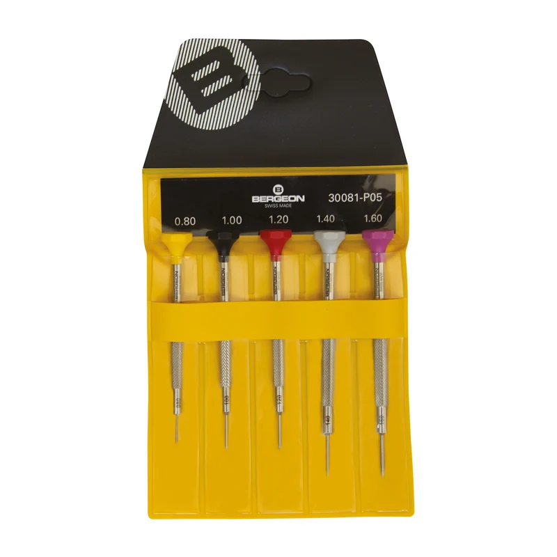 BERGEON Schraubendreher-Satz – 5-teilig – Edelstahl – Ergonomisch – SWISS MADE