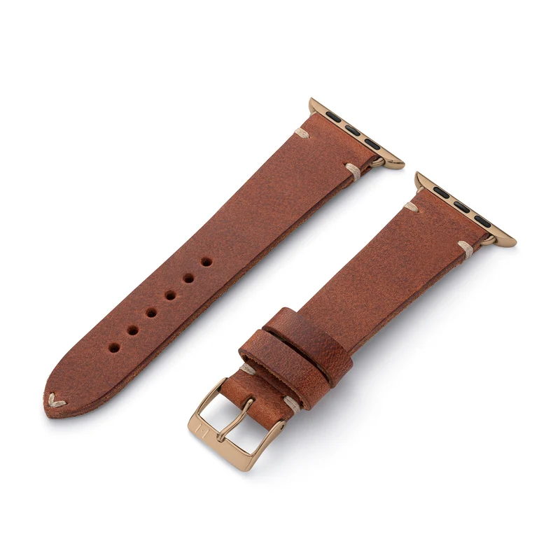 Apple Watch 1-9 Lederarmband aus Vintageleder "ST. PAULI" (Rindsleder) – Mahagoni