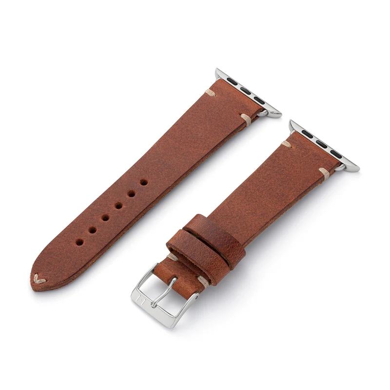 Apple Watch 1-9 Lederarmband aus Vintageleder "ST. PAULI" (Rindsleder) – Mahagoni