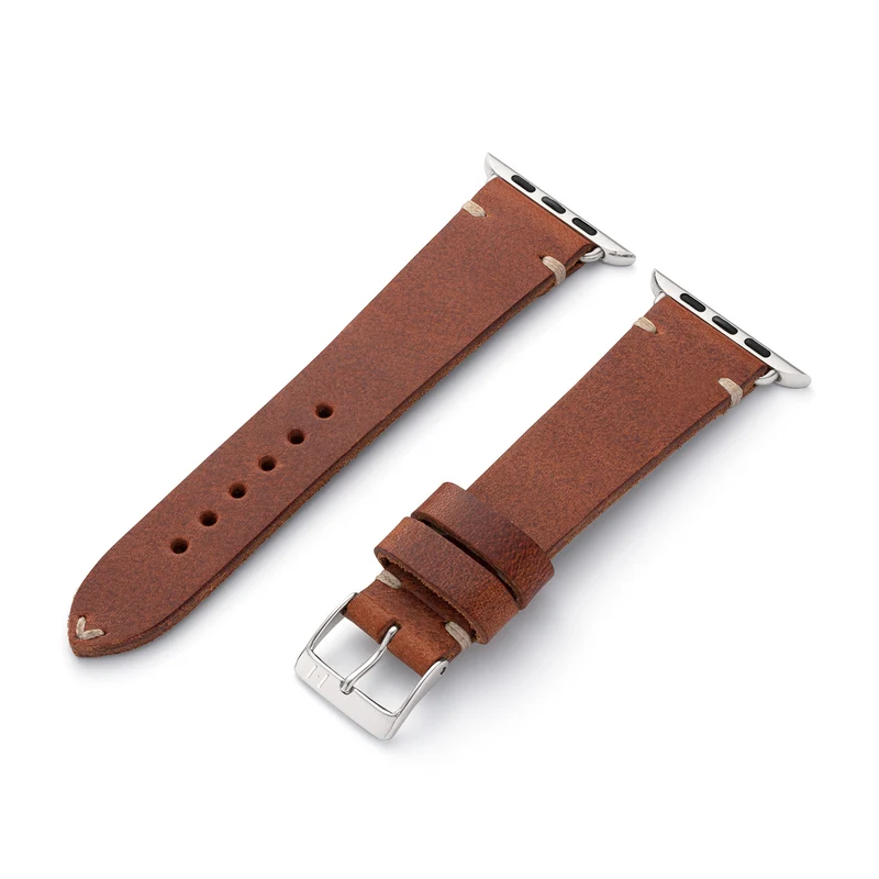 Apple Watch 1-9 Lederarmband aus Vintageleder "ST. PAULI" (Rindsleder) – Mahagoni