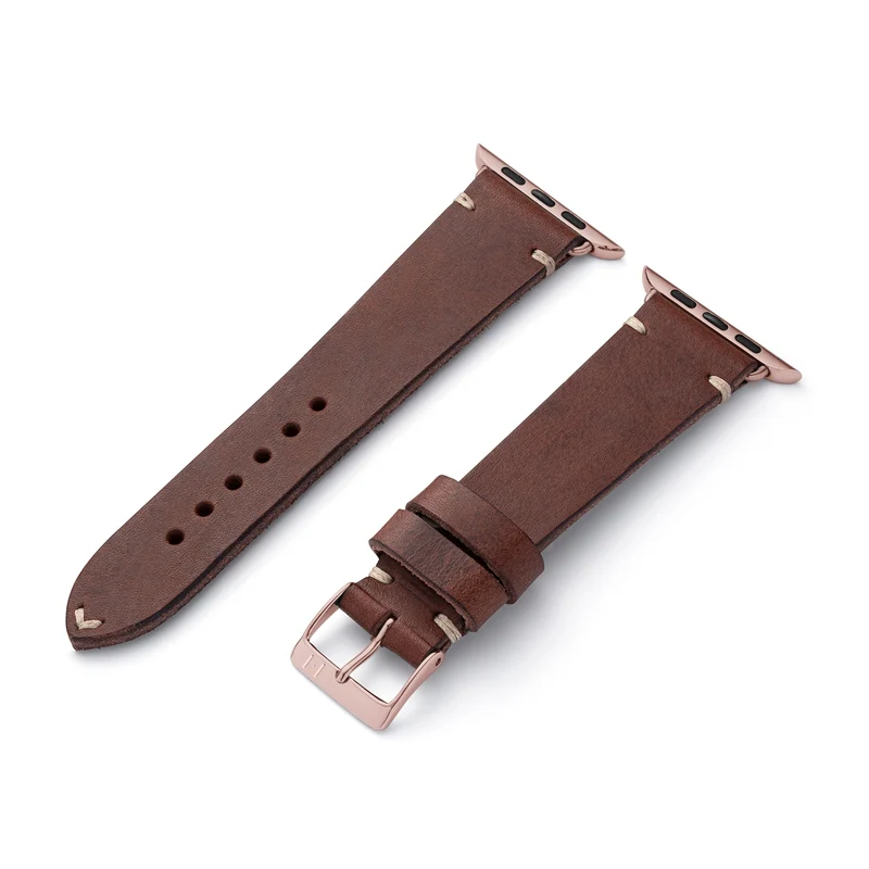 Apple Watch 1-9 Lederarmband aus Vintageleder "ST. PAULI" (Rindsleder) – Mokka