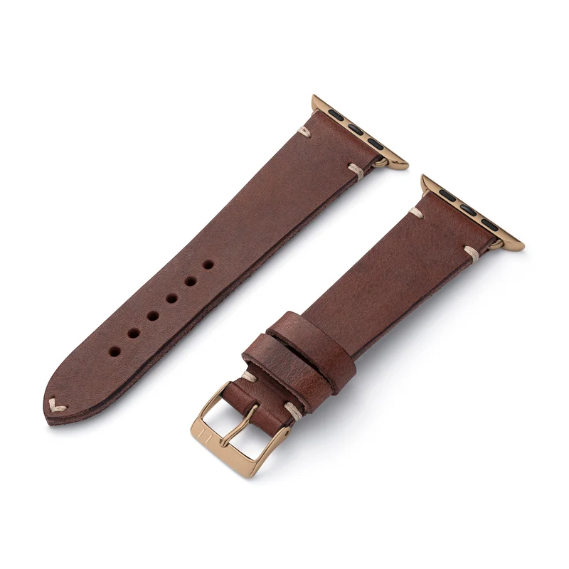 Apple Watch 1-9 Lederarmband aus Vintageleder "ST. PAULI" (Rindsleder) – Mokka