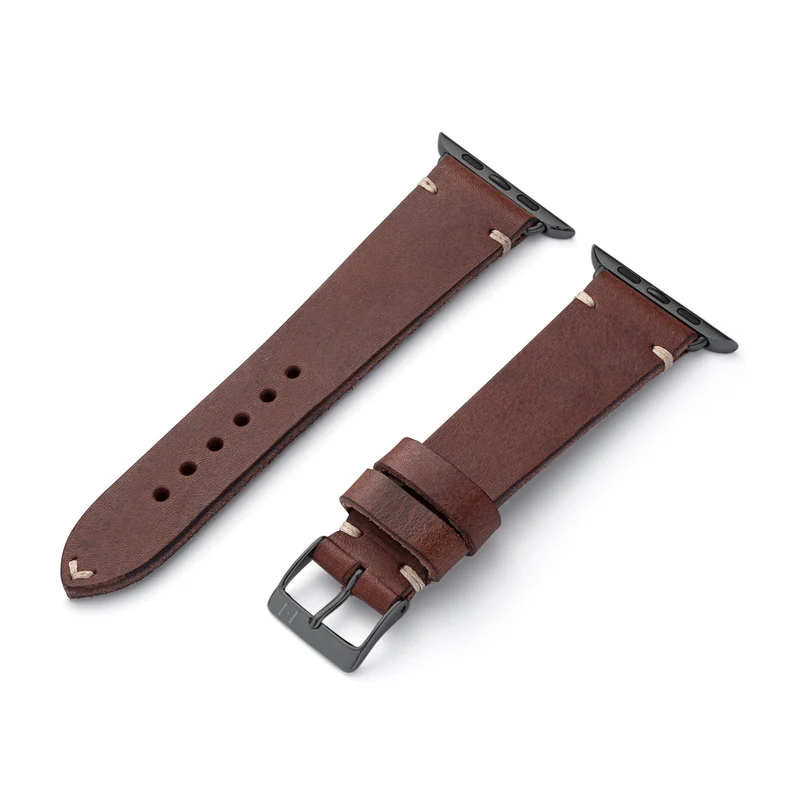 Apple Watch 1-9 Lederarmband aus Vintageleder "ST. PAULI" (Rindsleder) – Mokka
