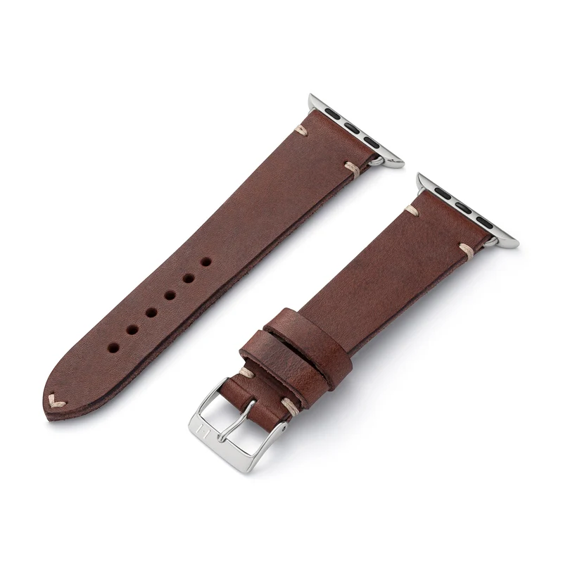 Apple Watch 1-9 Lederarmband aus Vintageleder "ST. PAULI" (Rindsleder) – Mokka
