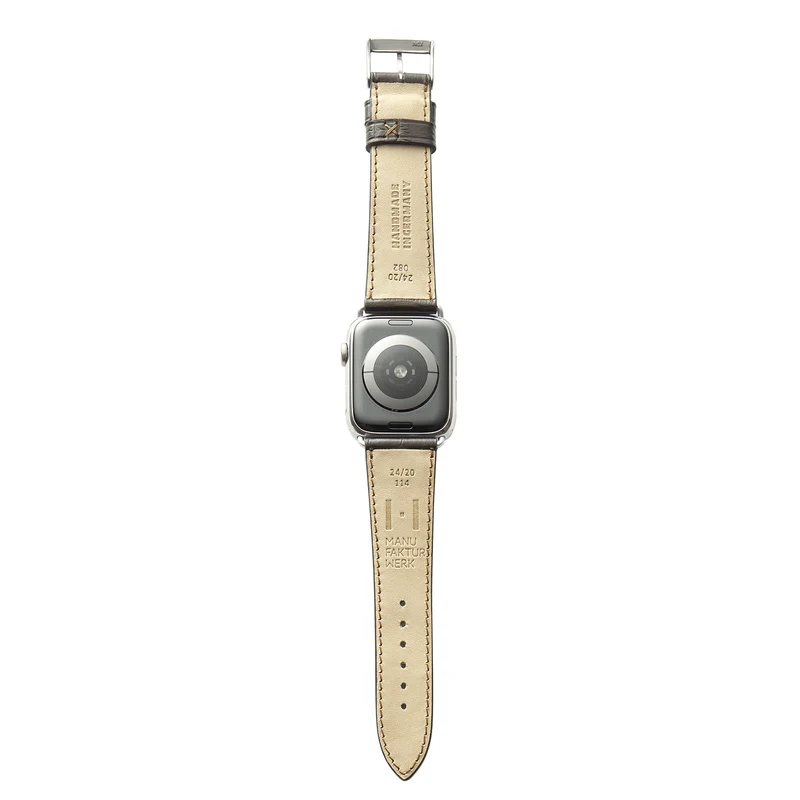 Apple Watch 1-9 Armband mit Kroko-Prägung "ROTHENBAUM" (Alligatornarbung auf Rindsleder) – Mokka