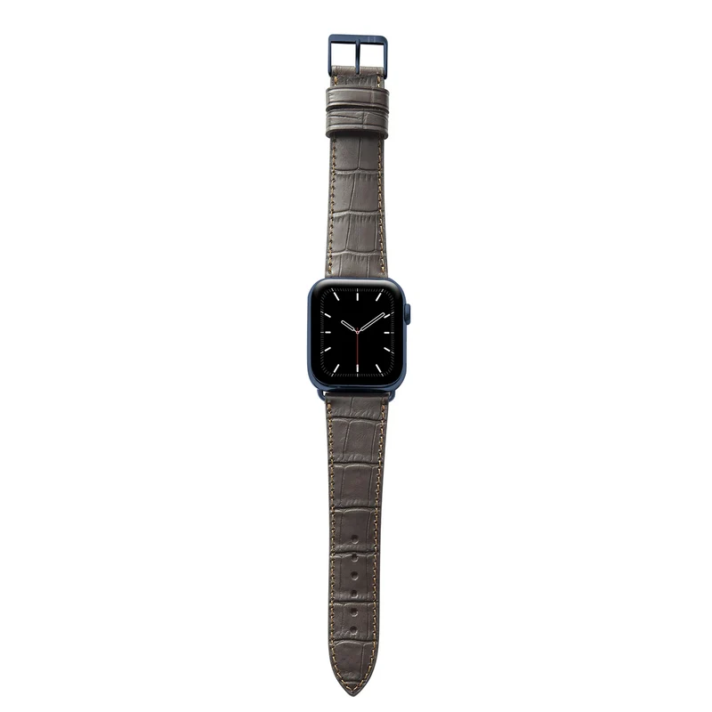 Apple Watch 1-9 Armband mit Kroko-Prägung "ROTHENBAUM" (Alligatornarbung auf Rindsleder) – Mokka