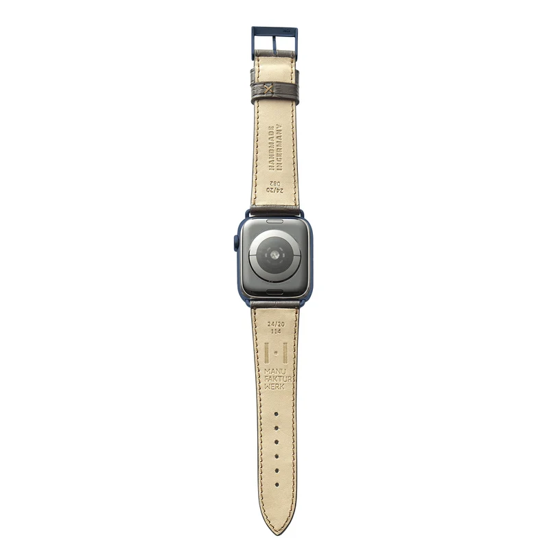 Apple Watch 1-9 Armband mit Kroko-Prägung "ROTHENBAUM" (Alligatornarbung auf Rindsleder) – Mokka