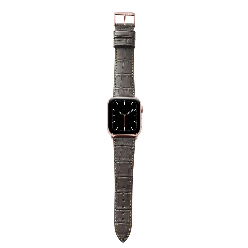 Apple Watch 1-9 Armband mit Kroko-Prägung "ROTHENBAUM" (Alligatornarbung auf Rindsleder) – Mokka