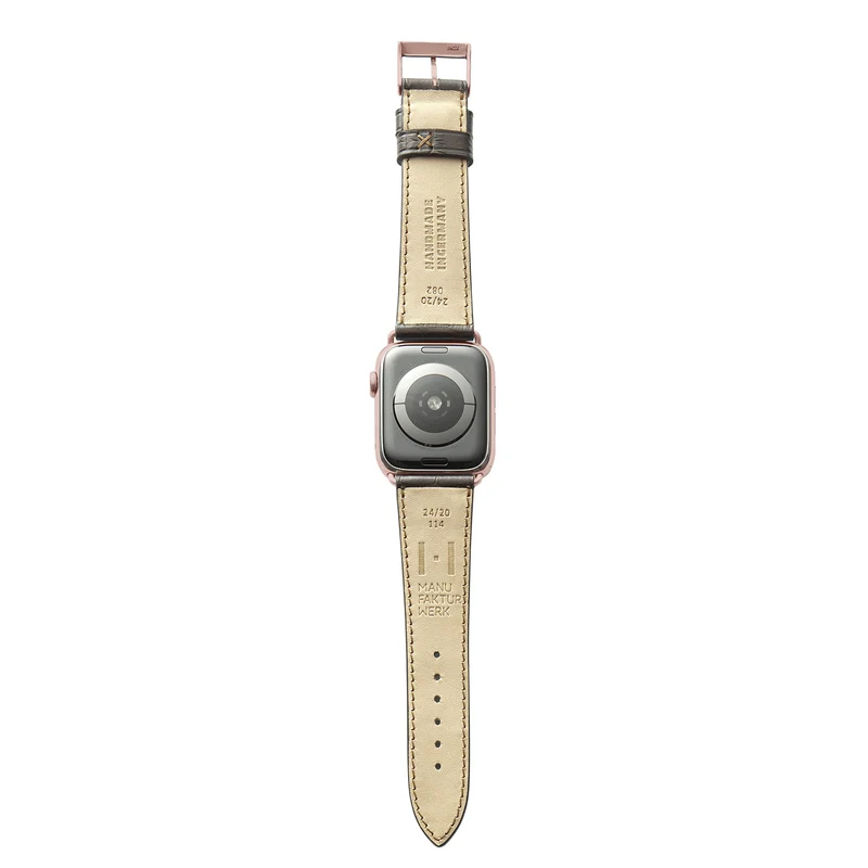 Apple Watch 1-9 Armband mit Kroko-Prägung "ROTHENBAUM" (Alligatornarbung auf Rindsleder) – Mokka