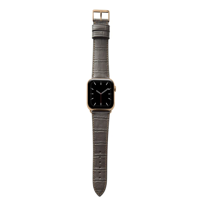 Apple Watch 1-9 Armband mit Kroko-Prägung "ROTHENBAUM" (Alligatornarbung auf Rindsleder) – Mokka