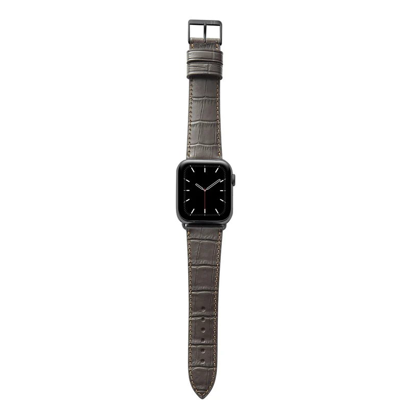 Apple Watch 1-9 Armband mit Kroko-Prägung "ROTHENBAUM" (Alligatornarbung auf Rindsleder) – Mokka