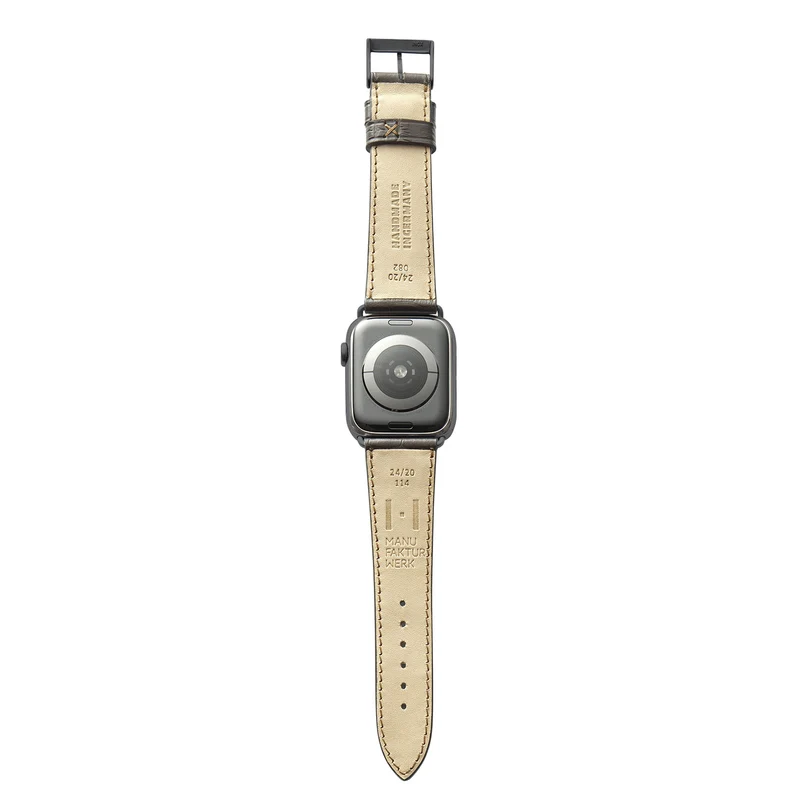 Apple Watch 1-9 Armband mit Kroko-Prägung "ROTHENBAUM" (Alligatornarbung auf Rindsleder) – Mokka