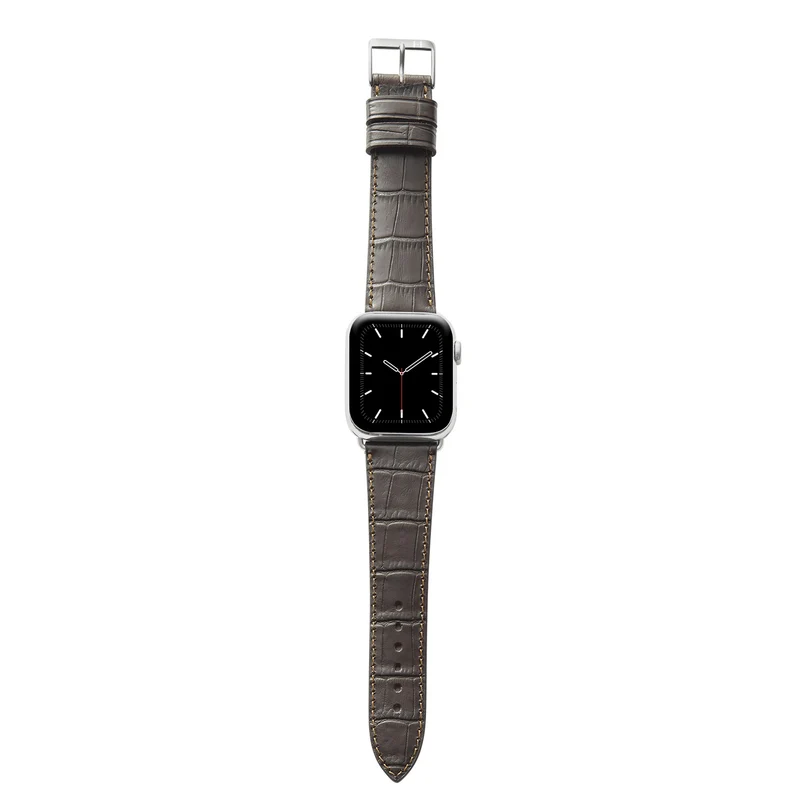 Apple Watch 1-9 Armband mit Kroko-Prägung "ROTHENBAUM" (Alligatornarbung auf Rindsleder) – Mokka