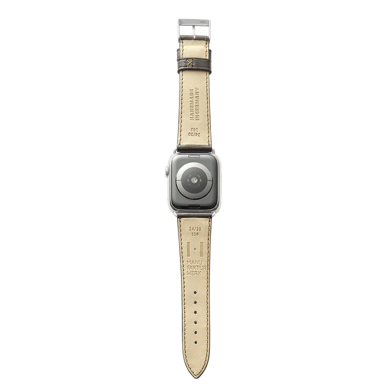 Apple Watch 1-9 Armband mit Kroko-Prägung "ROTHENBAUM" (Alligatornarbung auf Rindsleder) – Mokka