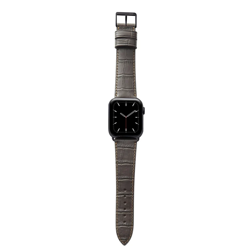 Apple Watch 1-9 Armband mit Kroko-Prägung "ROTHENBAUM" (Alligatornarbung auf Rindsleder) – Mokka