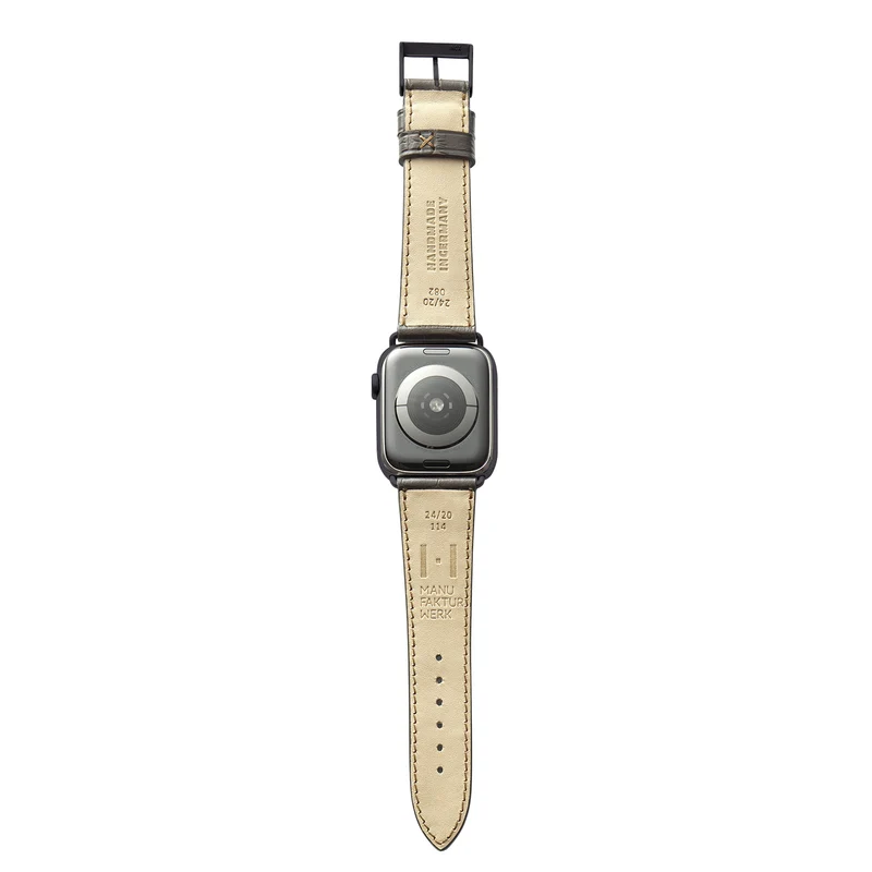 Apple Watch 1-9 Armband mit Kroko-Prägung "ROTHENBAUM" (Alligatornarbung auf Rindsleder) – Mokka