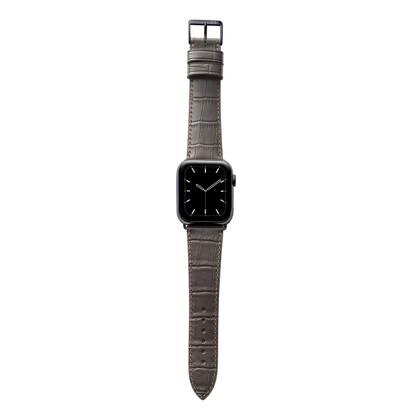 Apple Watch 1-9 Armband mit Kroko-Prägung "ROTHENBAUM" (Alligatornarbung auf Rindsleder) – Mokka