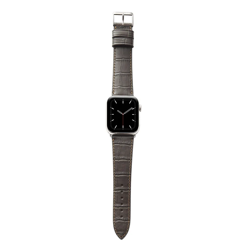 Apple Watch 1-9 Armband mit Kroko-Prägung "ROTHENBAUM" (Alligatornarbung auf Rindsleder) – Mokka