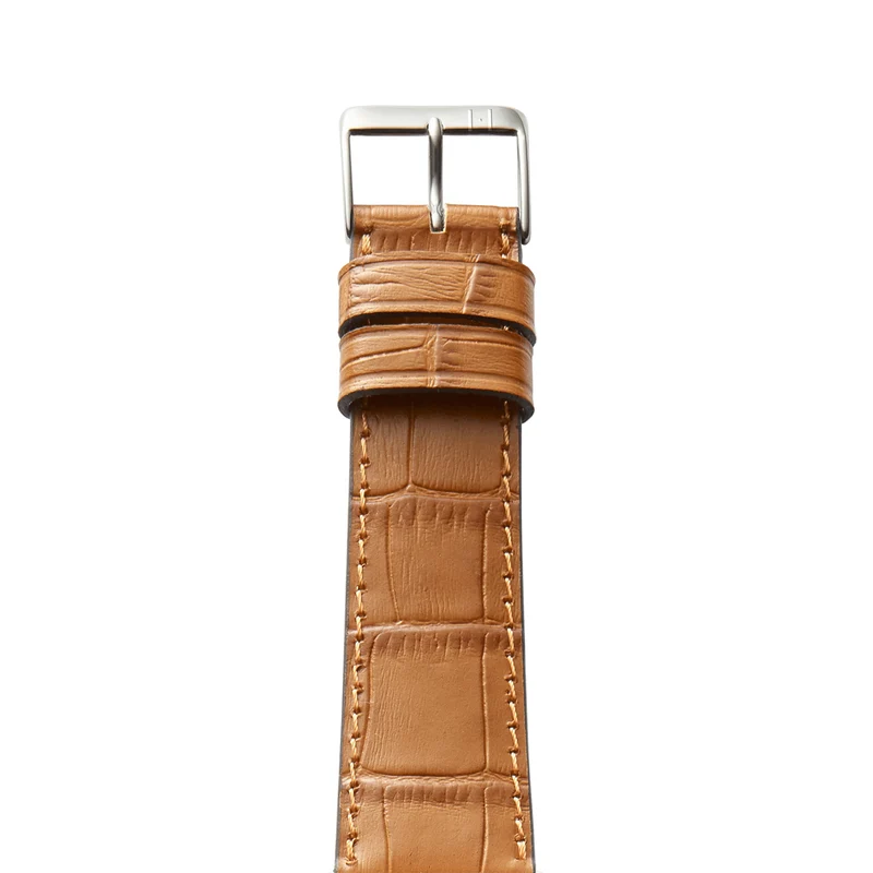 Apple Watch 1-9 Armband mit Kroko-Prägung "ROTHENBAUM" (Alligatornarbung auf Rindsleder) – Cognac