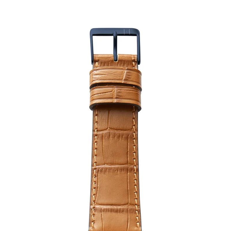 Apple Watch 1-9 Armband mit Kroko-Prägung "ROTHENBAUM" (Alligatornarbung auf Rindsleder) – Cognac