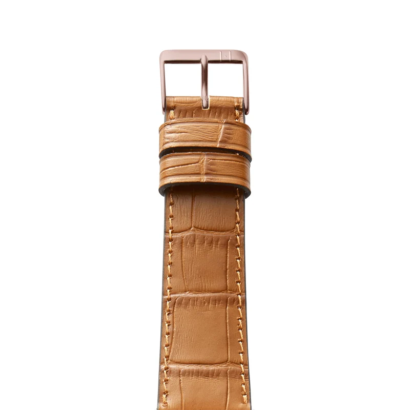 Apple Watch 1-9 Armband mit Kroko-Prägung "ROTHENBAUM" (Alligatornarbung auf Rindsleder) – Cognac