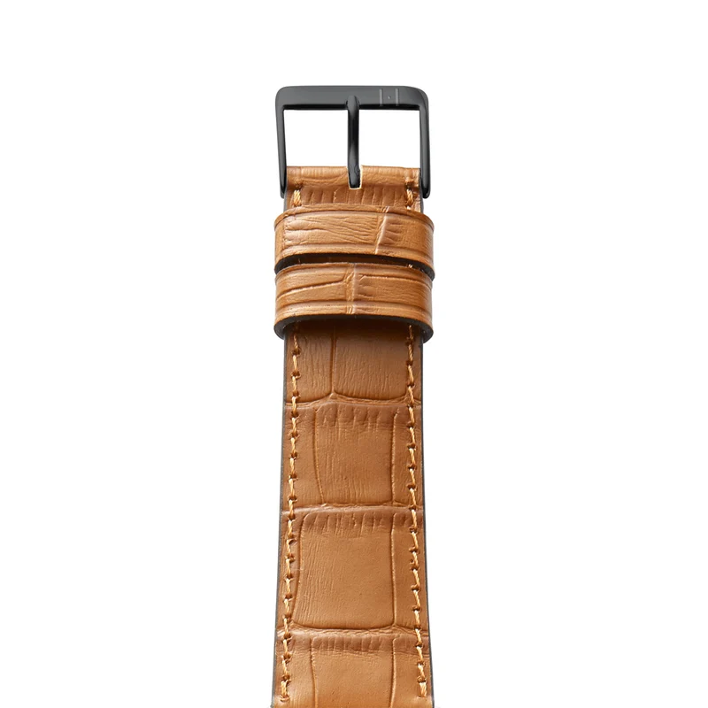 Apple Watch 1-9 Armband mit Kroko-Prägung "ROTHENBAUM" (Alligatornarbung auf Rindsleder) – Cognac