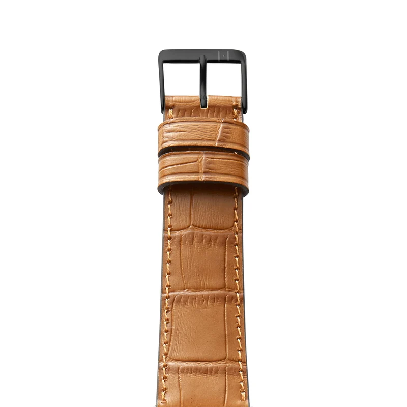 Apple Watch 1-9 Armband mit Kroko-Prägung "ROTHENBAUM" (Alligatornarbung auf Rindsleder) – Cognac