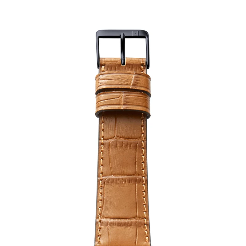 Apple Watch 1-9 Armband mit Kroko-Prägung "ROTHENBAUM" (Alligatornarbung auf Rindsleder) – Cognac