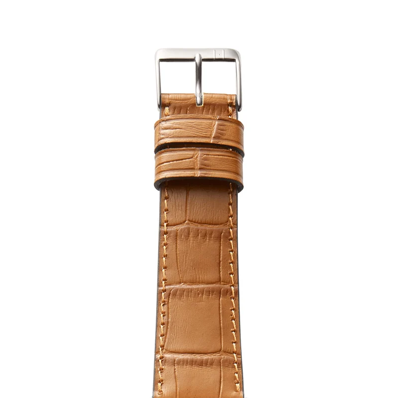 Apple Watch 1-9 Armband mit Kroko-Prägung "ROTHENBAUM" (Alligatornarbung auf Rindsleder) – Cognac