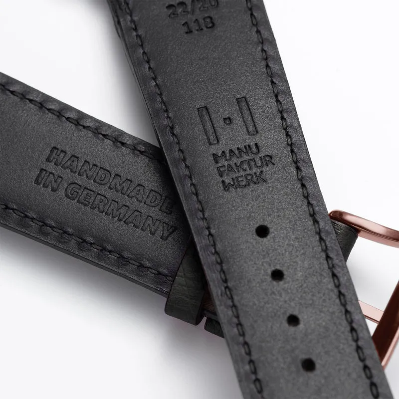 Apple Watch 1-9 Lederarmband aus Straußenleder "OBERKASSEL" – Schwarz