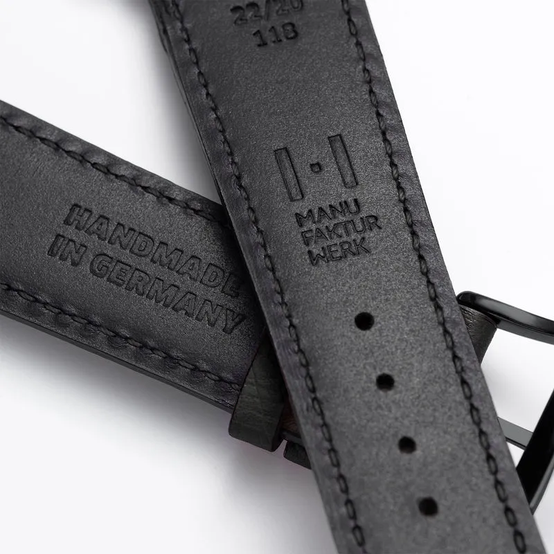 Apple Watch 1-9 Lederarmband aus Straußenleder "OBERKASSEL" – Schwarz