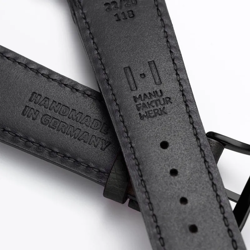 Apple Watch 1-9 Lederarmband aus Straußenleder "OBERKASSEL" – Schwarz
