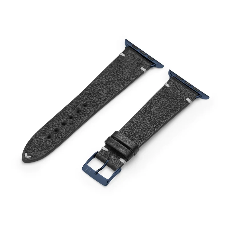 Apple Watch 1-9 Lederarmband aus weichem Leder "ALTONA" (Bioleder) – Schwarz