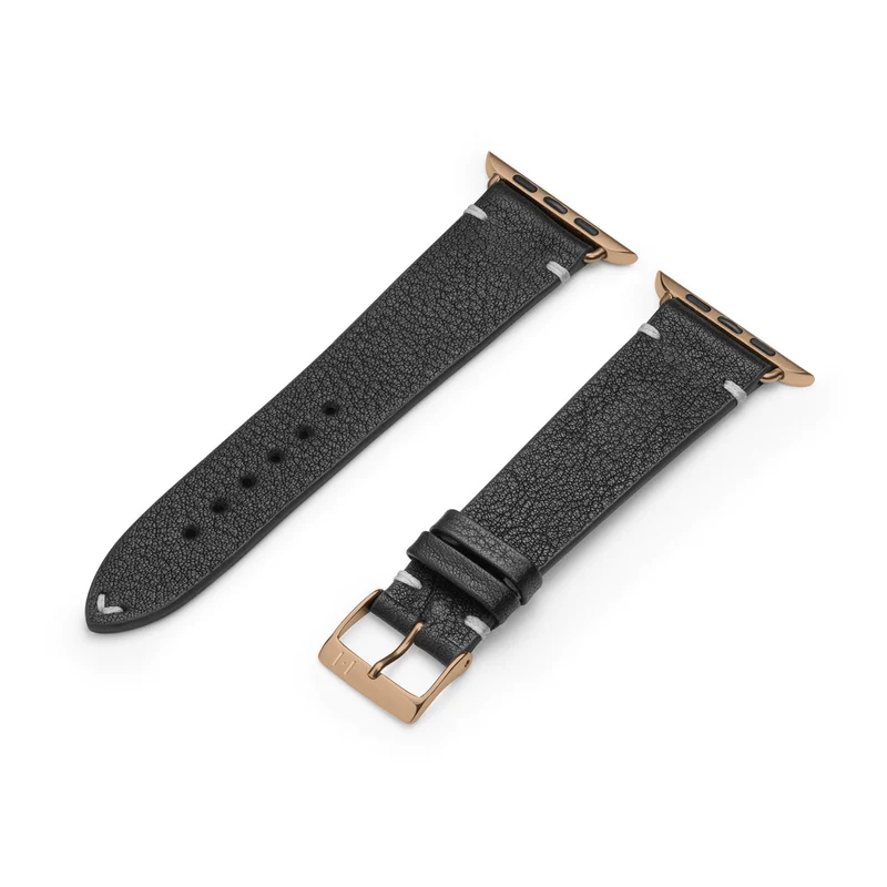 Apple Watch 1-9 Lederarmband aus weichem Leder "ALTONA" (Bioleder) – Schwarz