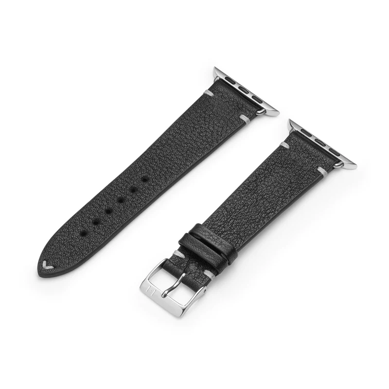 Apple Watch 1-9 Lederarmband aus weichem Leder "ALTONA" (Bioleder) – Schwarz