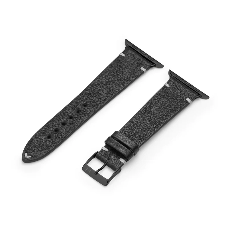Apple Watch 1-9 Lederarmband aus weichem Leder "ALTONA" (Bioleder) – Schwarz