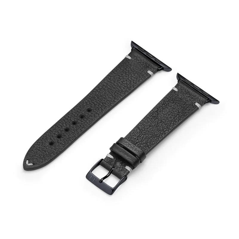 Apple Watch 1-9 Lederarmband aus weichem Leder "ALTONA" (Bioleder) – Schwarz