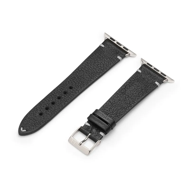 Apple Watch 1-9 Lederarmband aus weichem Leder "ALTONA" (Bioleder) – Schwarz